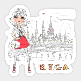 Cute girl in Riga, Latvia Sticker